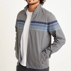 Marine Layer Gray Lightweight Jacket with Blue Stripe Accents